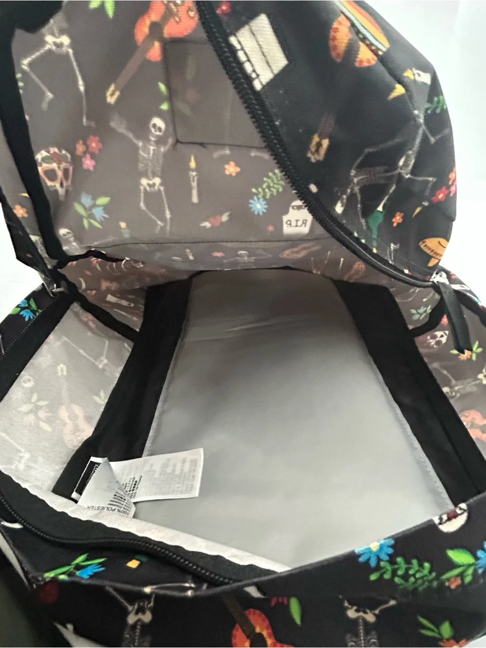 Jansport Black Backpack with Colorful Day of the Dead Motif